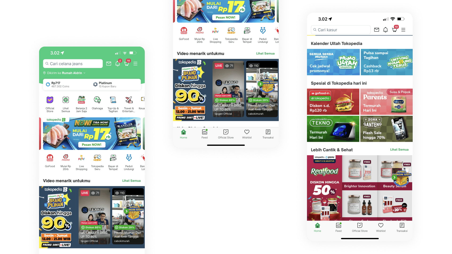 Tokopedia homepage before the redesign: cluttered above and below the fold